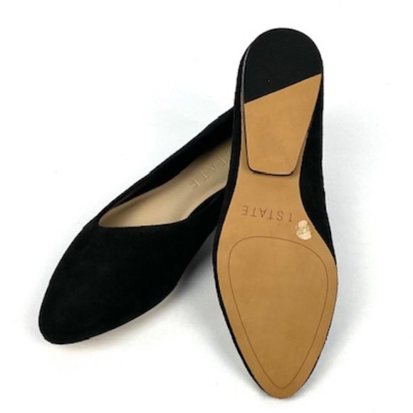 1. State Bennie Black Kid Suede Asymmetrical Flat - Picture 7 of 9